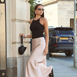 BLUSH SATIN SKIRT