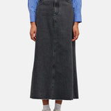 DENIM PENCIL SKIRT GRAY