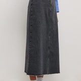 DENIM PENCIL SKIRT GRAY